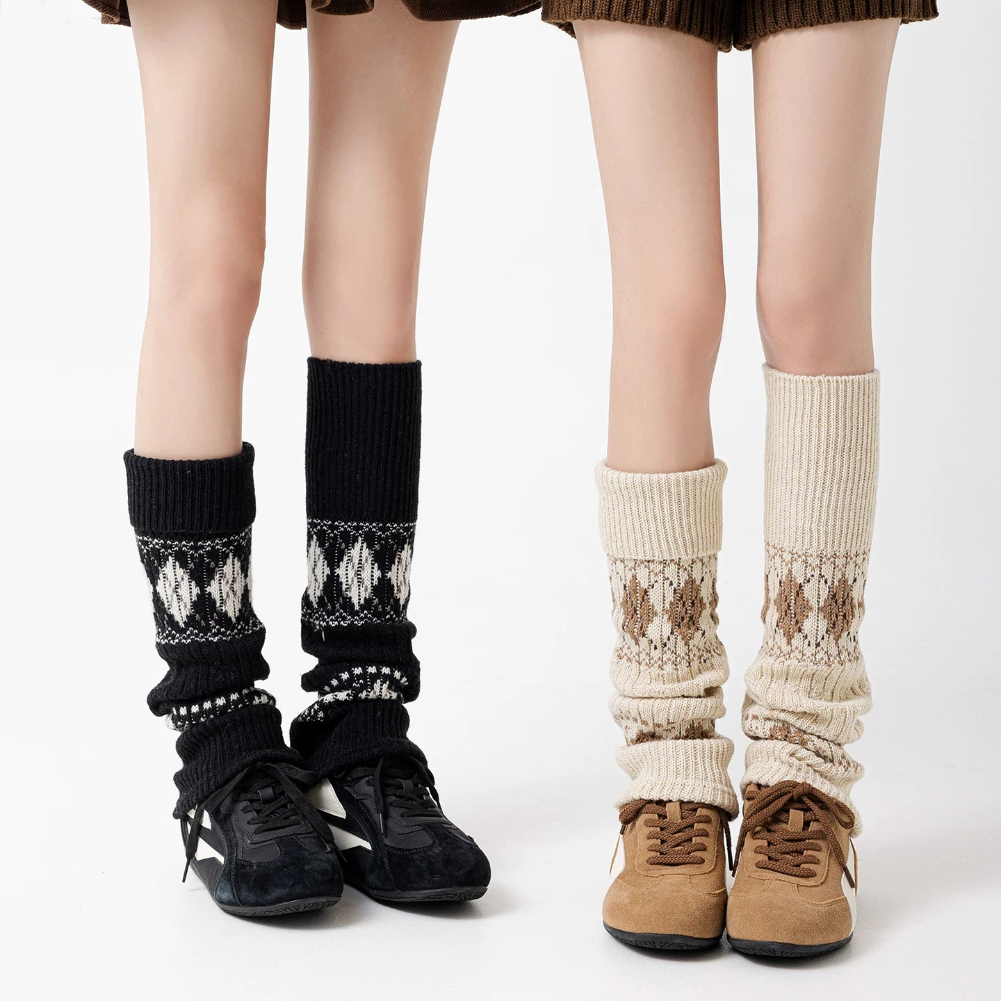 Fair Isle Socks Socks For Women Autumn And Winter Knitted Warm Y2K Calf Socks With Snow Boots Slimming Calf Covers
