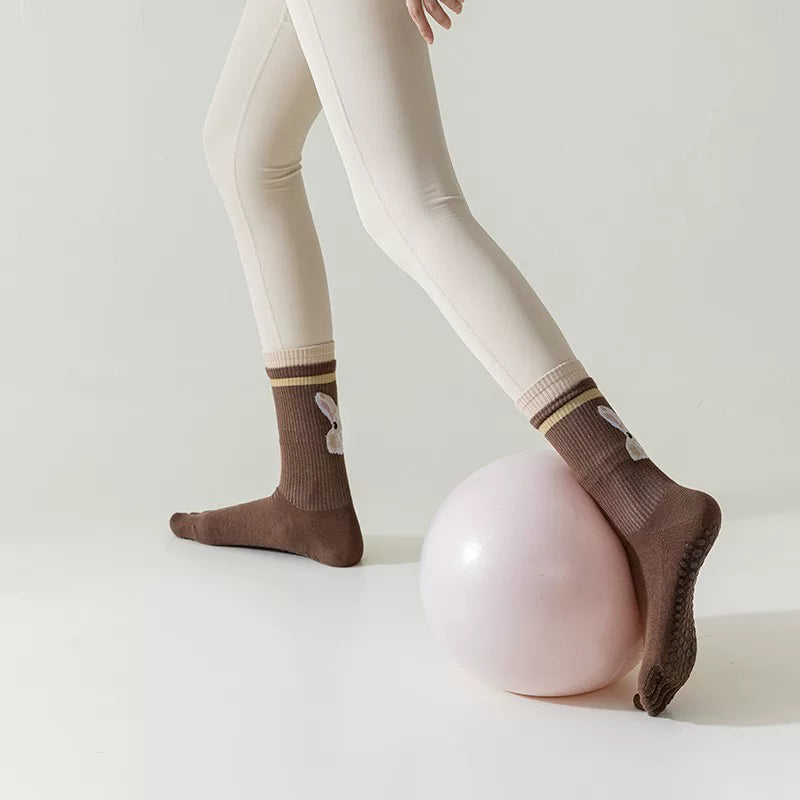 kooxss | Mid-Calf Split-Toe Socks with Grip for Fitness