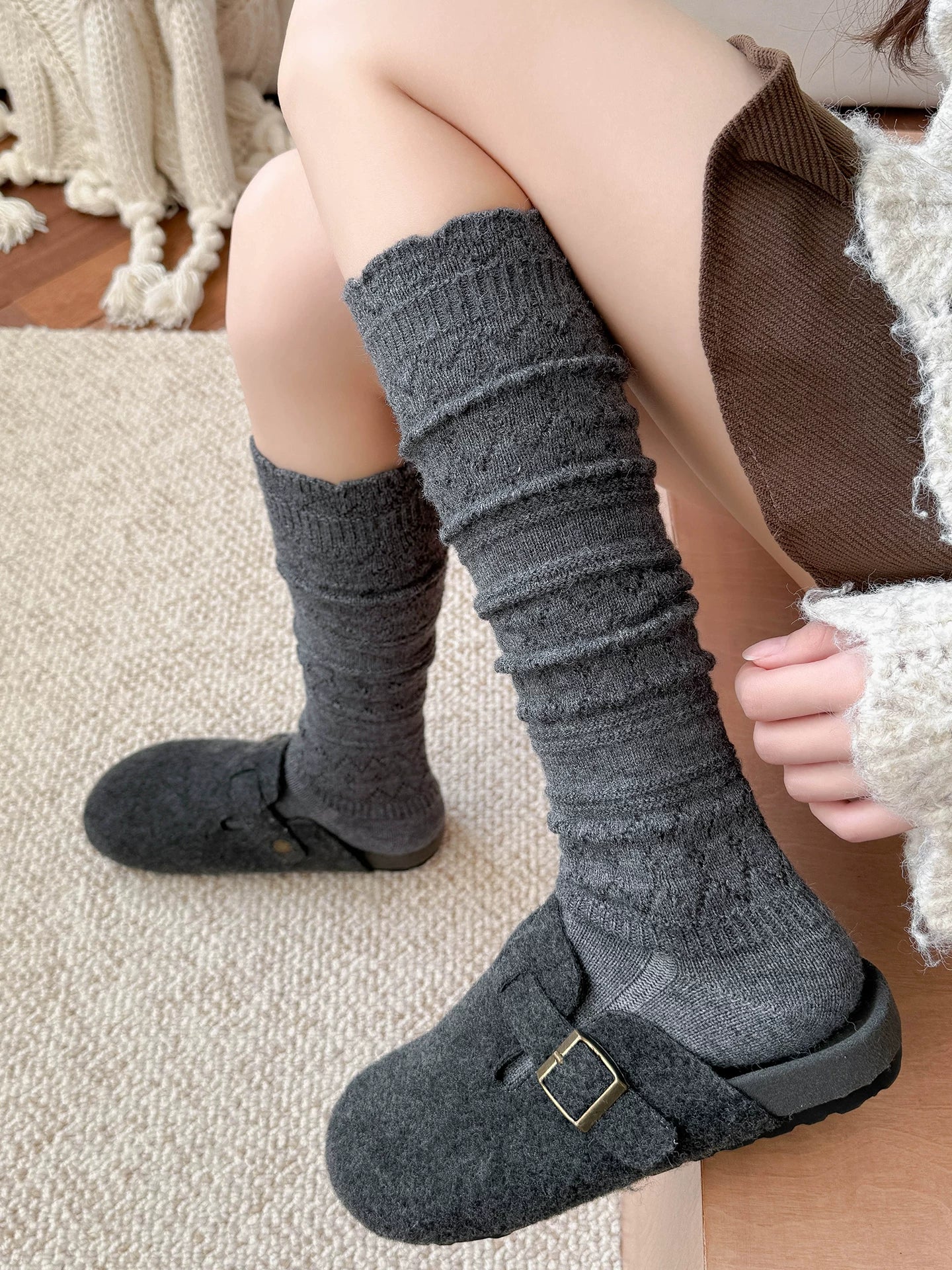 kooxss | Mid-Calf Non-Slip Socks for Pilates, Yoga, and Running