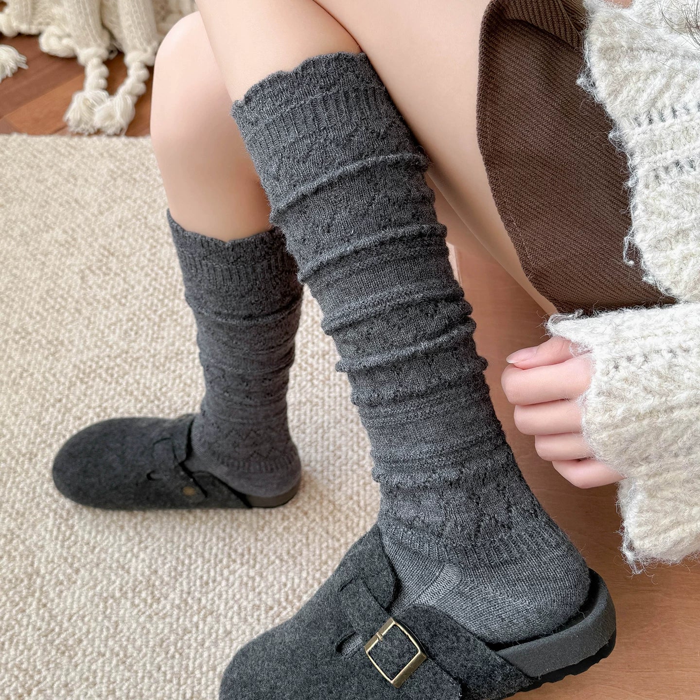 kooxss | Mid-Calf Non-Slip Socks for Home and Studio Workouts