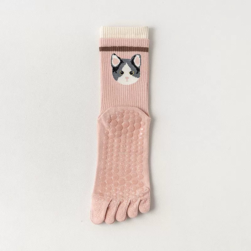 kooxss | Mid-Calf Split-Toe Socks with Grip for Fitness