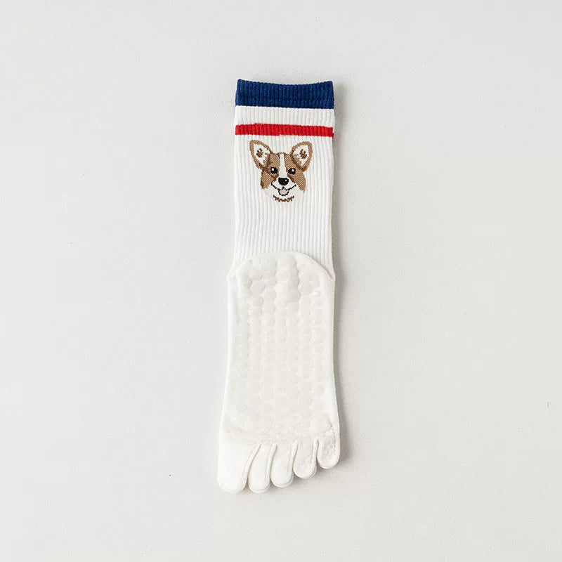 kooxss | Mid-Calf Split-Toe Socks with Grip for Fitness